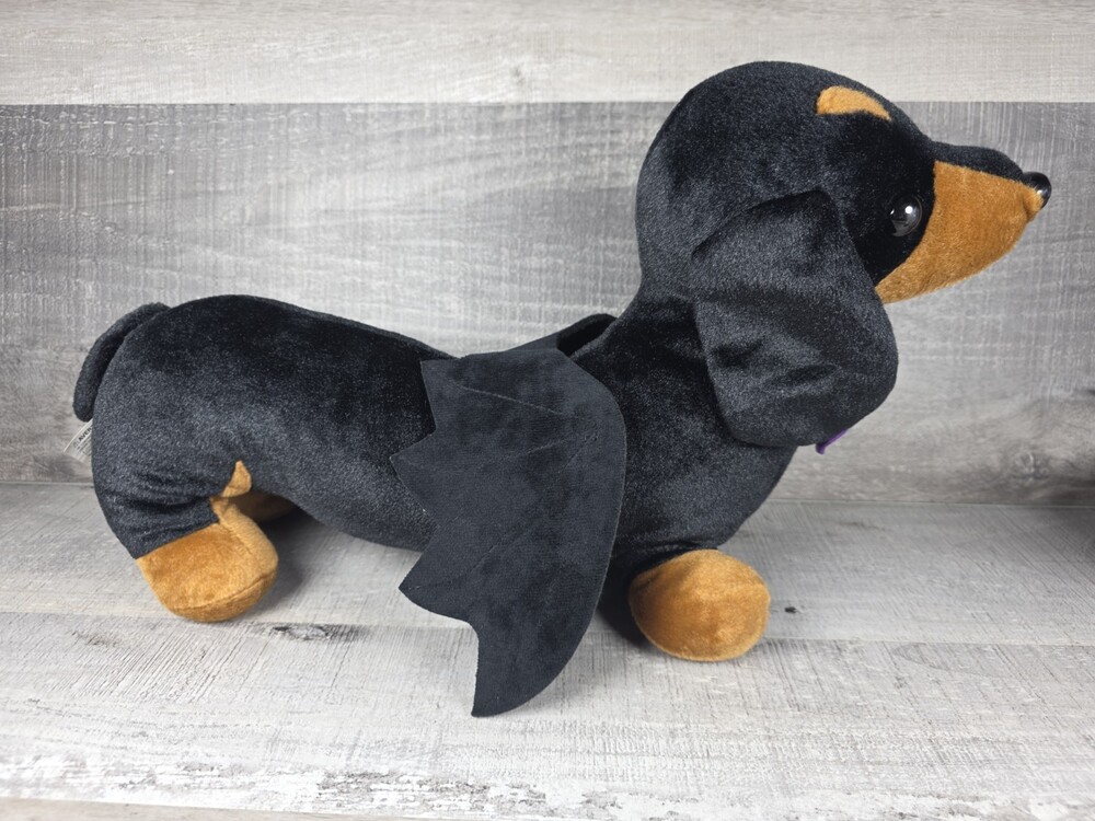 Halloween Black And Tan Dachshund Bat Wings “Snuggle Buddy" Puppy Dog 18" g73